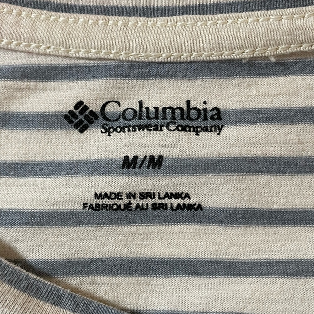 Columbia Womens T-Shirt Scoop Neck Multicolor Stripe Stretch 3/4 Sleeve Medium - Picture 9 of 9